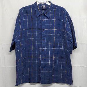Vintage Bay Creek Mens Shirt Button Up 3X Short Sleeve Cotton Windowpane Coastal